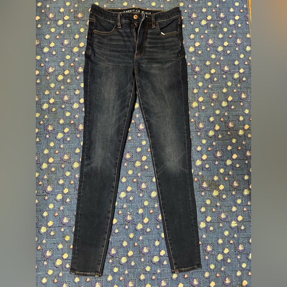Two pairs of American Eagle Outfitters Women's Deep Indigo Skinny Jeans